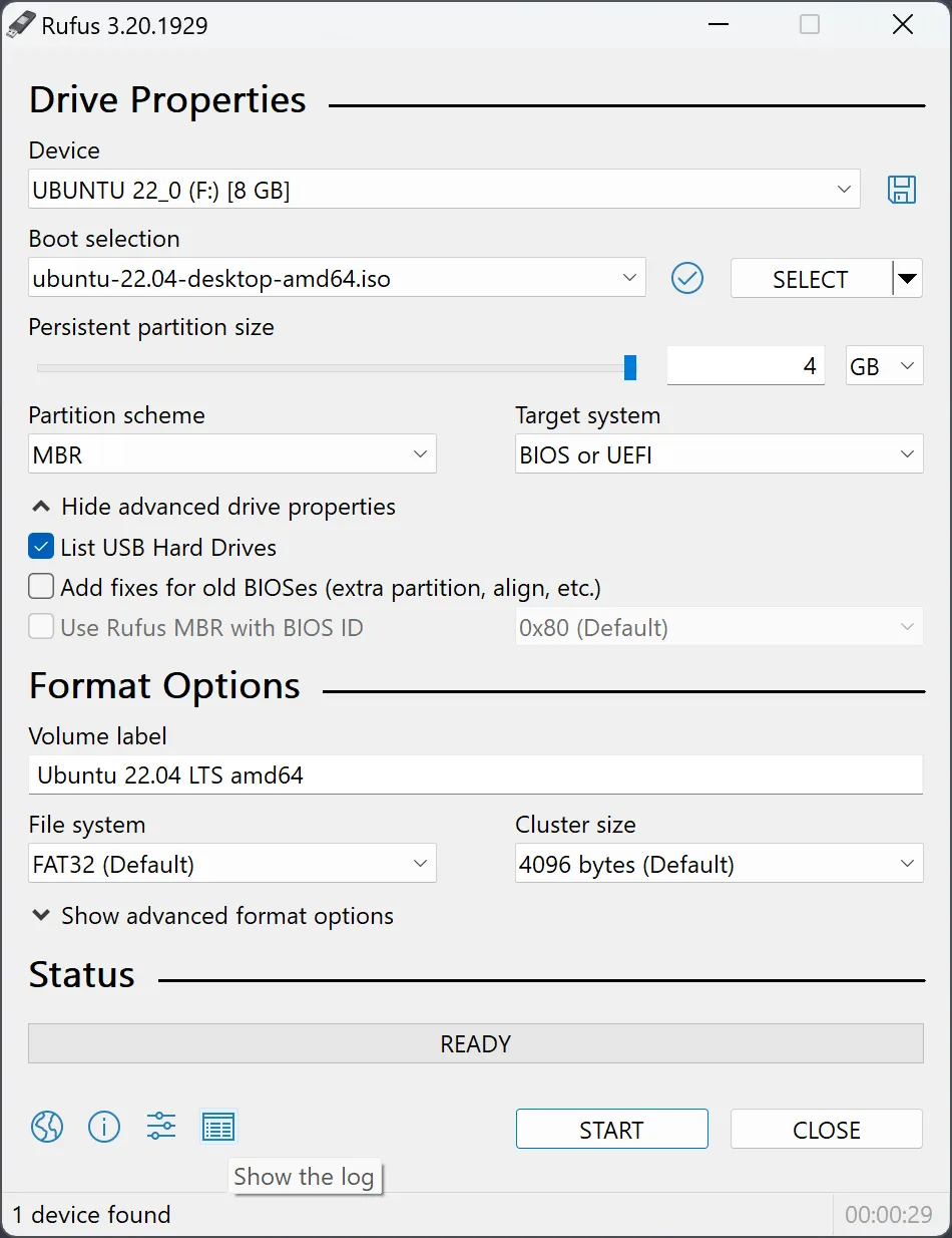 After downloading Rufus: prepare a spare USB